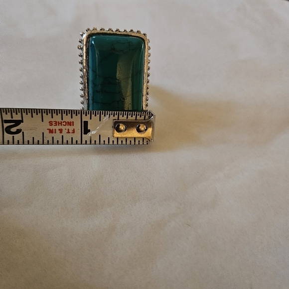 Large Rectangular Turquoise Howlite Statement Ring, Size 7.25 - Picture 6 of 8